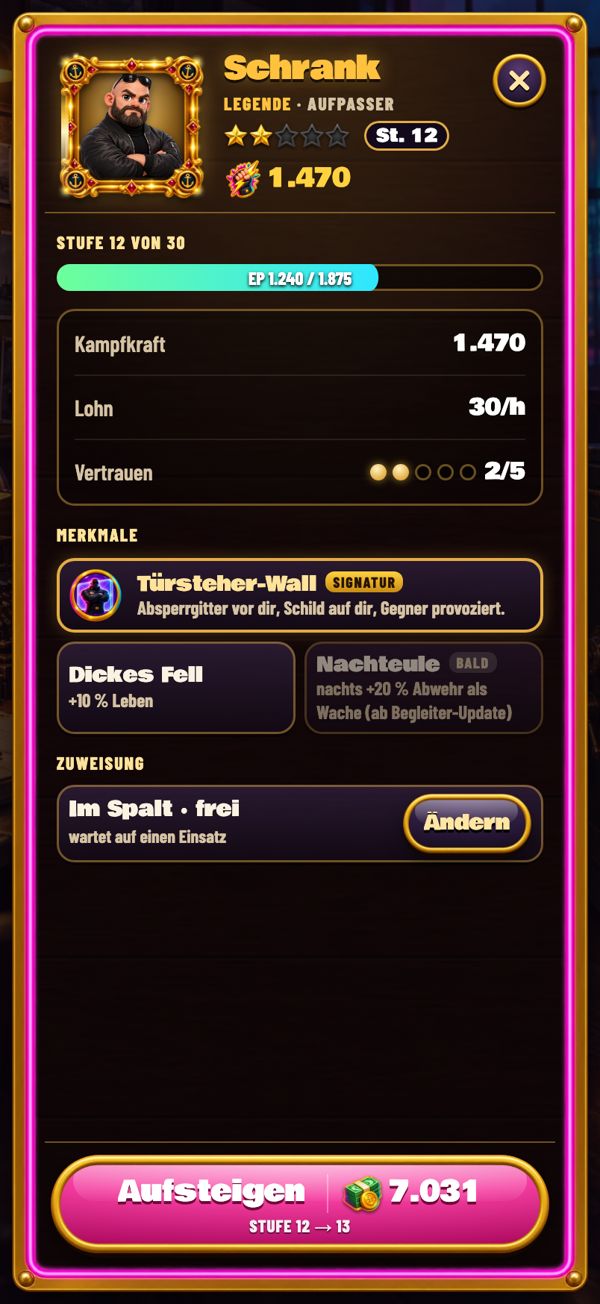 Personalkarte von Schrank, einer Legende der Crew